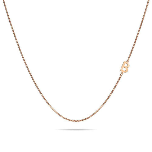 Bold Alphabet Letter Initial Charm Necklace in Rose Gold Tone